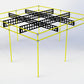 yellow poles with black nets permanent 9 square set