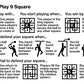 How to play 9 square infographic. One player per square. King is in the middle. Don't let the ball fall within your square 2